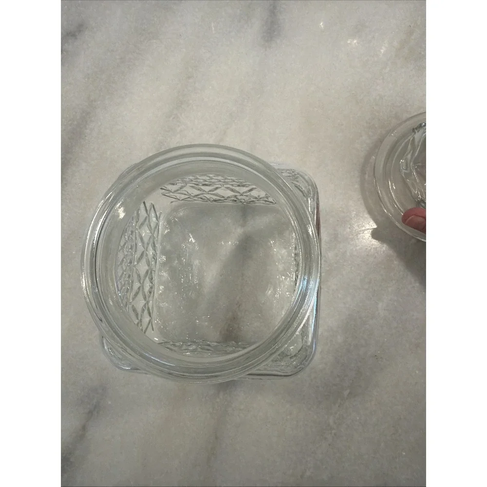 Vintage Anchor Hocking Wexford Clear Medium Canister‎ Jar w/ Lid 6 1/2